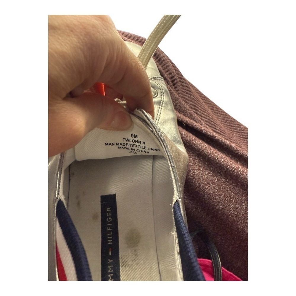 Tommy Hilfiger Silver Sneakers Size 9M Red, White, Blue Accent - Picture 10 of 13